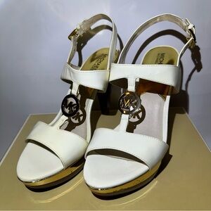 Michael Kors White and Gold Heels with Elegant Straps